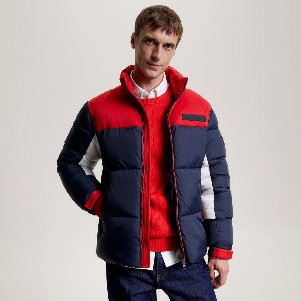 Tommy hilfiger men's store wilson colorblocked puffer jacket